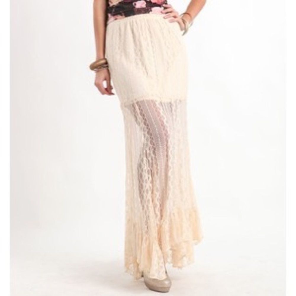 PacSun Kirra Lace Cream Maxi Skirt